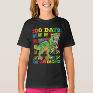 T-shirt 100 jours d'école avec un super T Rex dinosaure