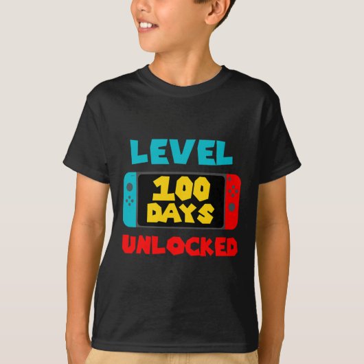 T-shirt 100 Jours D'École Déverrouillé 100E Jour Jeu Vidéo (Devant)