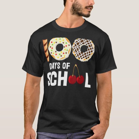 T-shirt 100 Jours D'École Donut Cherry Enseignant Étudiant (Devant)