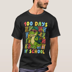 T-shirt 100 Jours d'École Drôle Dinosaure T-rex Garçon Fil