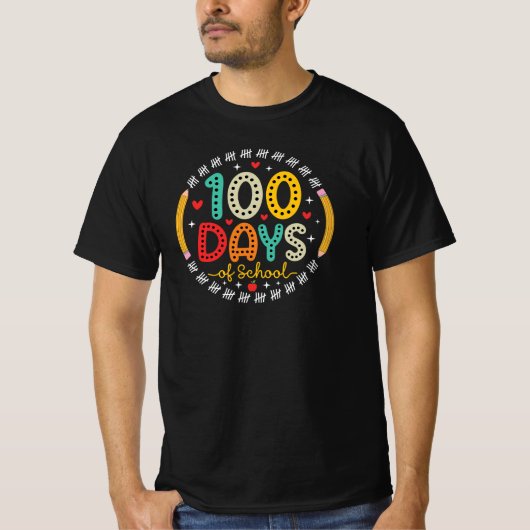 T-shirt 100 Jours D'école Enseignant Élève (Devant)