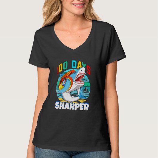 T-shirt 100 Jours D'École Étudiants De Requins École Virtu (Devant)