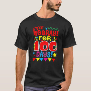 T-shirt 100 Jours D'École Fille Garçon Hooray Pour 100 Jou