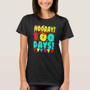 T-shirt 100 Jours D'école Fille Garçon Hourra Pour 100 Jou