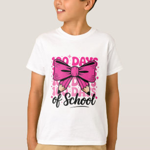 T-shirt 100 jours d'école filles enseignant coquette noeud