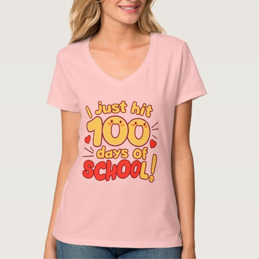 T-shirt 100 Jours d'école Kawaii Style Design (Devant)