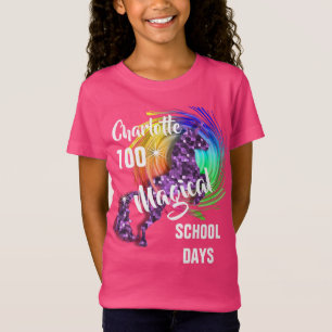 T-Shirt 100 Jours D'École Magique Unicorne Personnalisée