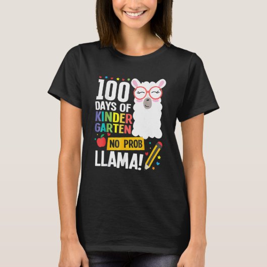 T-shirt 100 jours d'école maternelle lama fille garçon non (Devant)