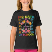 T-shirt 100 Jours D'École Messy Bun Enseignant (Devant)
