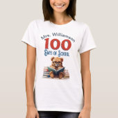 T-shirt 100 Jours d'École Ourson Mignon Lecture Enseignant (Devant)