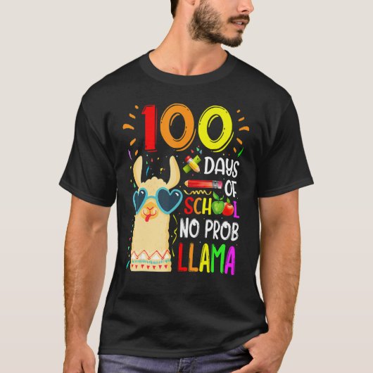 T-shirt 100 Jours D'école Pas De Problème Amoureux De Lama (Devant)