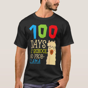 T-shirt 100 Jours D'école Pas De Problème Lama Alpaga Mign