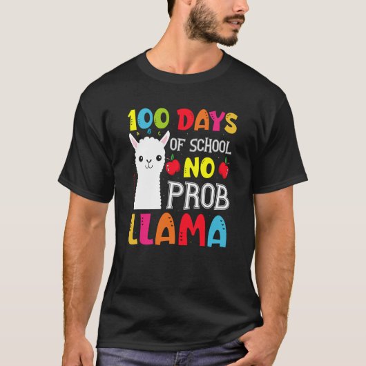 T-shirt 100 Jours D'école Pas De Problème lama Llama Ensei (Devant)