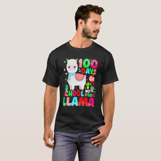 T-shirt 100 Jours D'école Pas De Problème Llama Llama Ense (Devant entier)