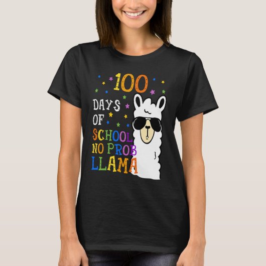 T-shirt 100 Jours D'École Pas Prob llama Llama Enseignant  (Devant)