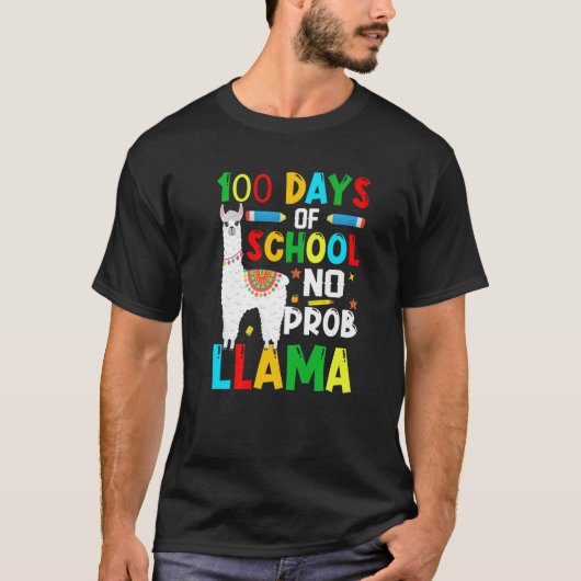 T-shirt 100 Jours D'École Pas Prob-llama Llama Enseignant (Devant)