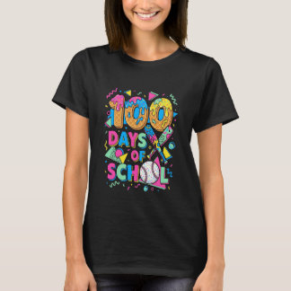 T-shirt 100 jours d'école pour enseignant 80s 90s style ré