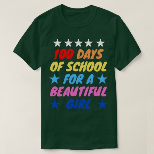 T-shirt 100 jours d'école pour une belle fille (Design devant)