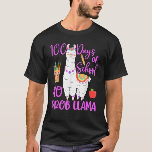 T-shirt 100 jours d'école sans problème Llama Llama Enseig (Devant)