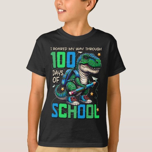 T-shirt 100 Jours D'École Trex 100 Jours Plus Smarter 100E (Devant)