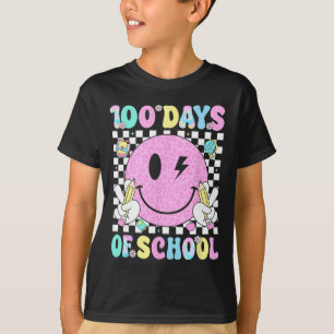 T-shirt 100 Jours D'école Visage Souriant Rétro Enseignant