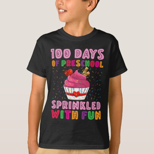 T-shirt 100 Jours D'Enfants D'Âge Préscolaire Parsemés De  (Devant)