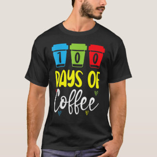 T-shirt 100 Jours D'Enseignant De L'École De Café Caffiné