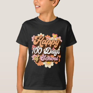 T-shirt 100 Jours D'Enseignant Enfants Retro Happy 100e