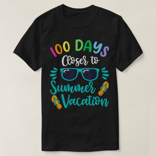 T-shirt 100 Jours D'Enseignant Enfants Vacances Été (Design devant)