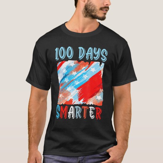 T-shirt 100 Jours Drapeau américain plus intelligent Joyeu (Devant)