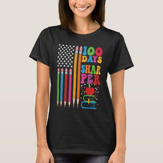 T-shirt 100 Jours Drapeau Plus Sharper Professeur Joyeux 1 (Devant)