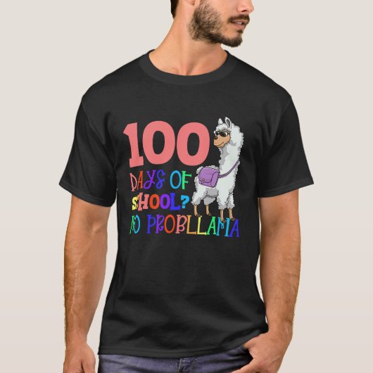 T-shirt 100 Jours École Pas d'Échantillon Llama Enseignant (Devant)