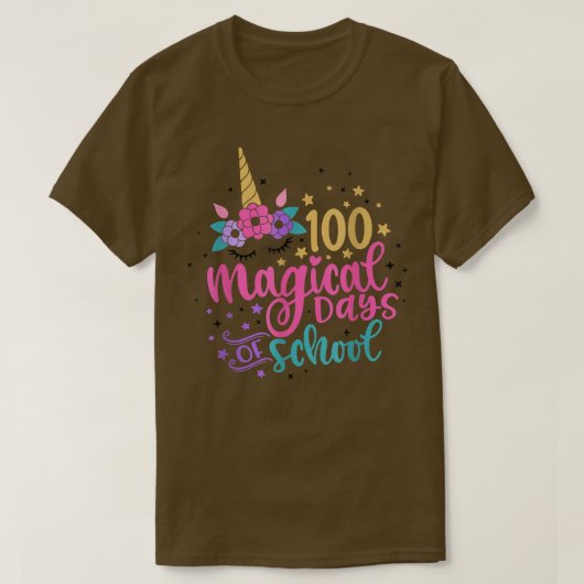 T-shirt 100 jours magiques de cadeau de licorne de profess (Design devant)