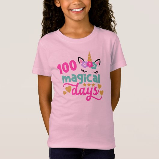 T-Shirt 100 Jours magiques Unicorn 100 Jours de chemise sc (Devant)