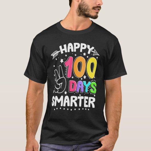 T-shirt 100 jours plus intelligents Signe joyeux 100e jour (Devant)