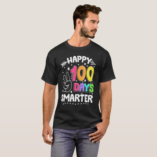 T-shirt 100 jours plus intelligents Signe joyeux 100e jour (Devant entier)