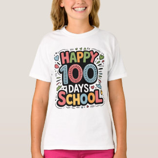 T-shirt 100 Jours plus Intelligents – Tee-shirt Joyeux 100