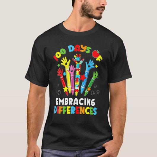 T-shirt 100 jours pour accepter les différences Autisme 10 (Devant)