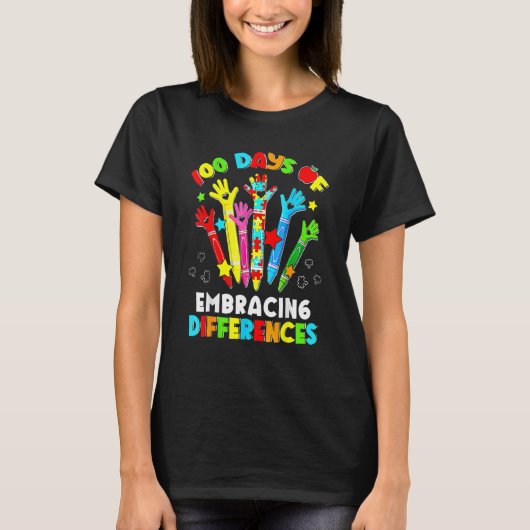 T-shirt 100 jours Pour accepter les différences Autisme 10 (Devant)
