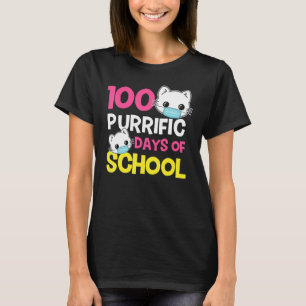 T-shirt 100 Jours Purrifiques De Masques De Chat Scolaire