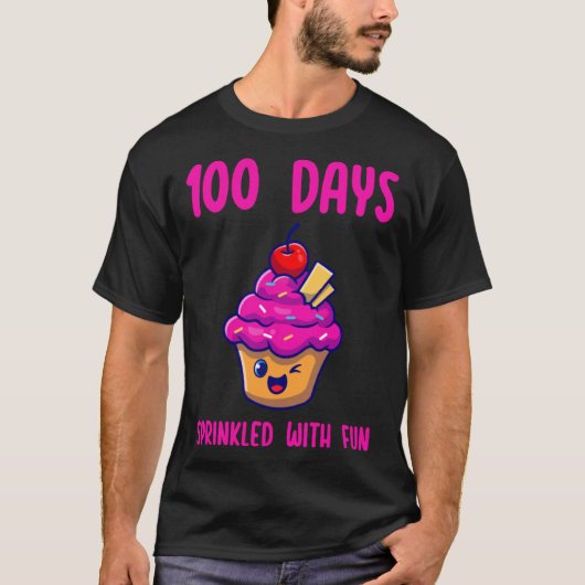 T-shirt 100 Jours Saupoudrés De Cupcake D'École Amusante (Devant)