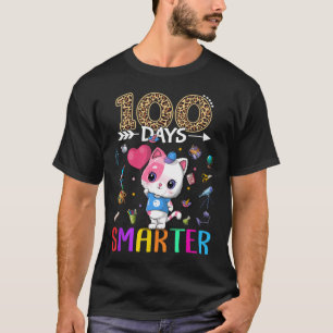 T-shirt 100 Jours Smarter Cute Cat Girl Joyeux 100ème Jour