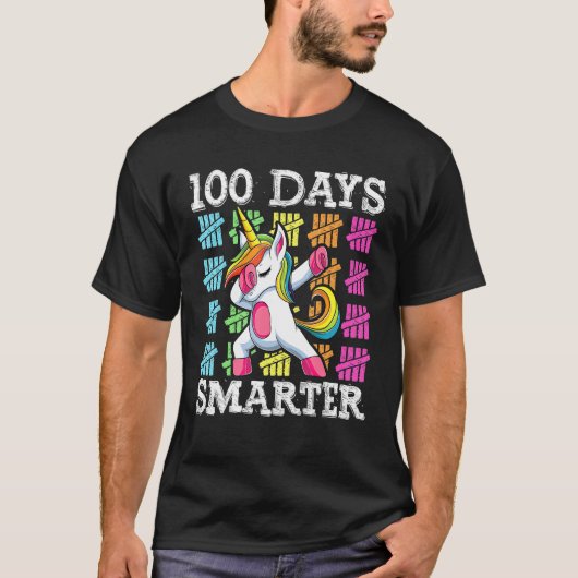 T-shirt 100 Jours Smarter Dabbing Unicorn, Dab Filles Enfa (Devant)
