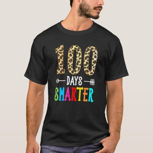 T-shirt 100 Jours Smarter Empreinte de léopard Enseignant  (Devant)