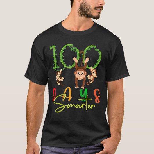 T-shirt 100 Jours Smarter Monkey Kids 100e Jour de l'école (Devant)
