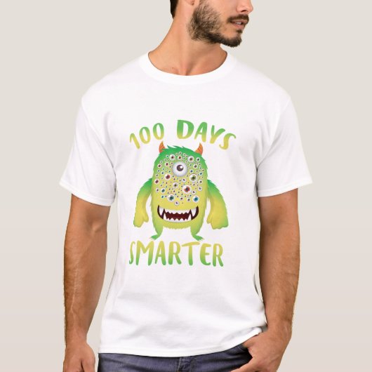 T-shirt 100 Jours Smarter Monster Joyeux 100E Jour De L'Éc (Devant)