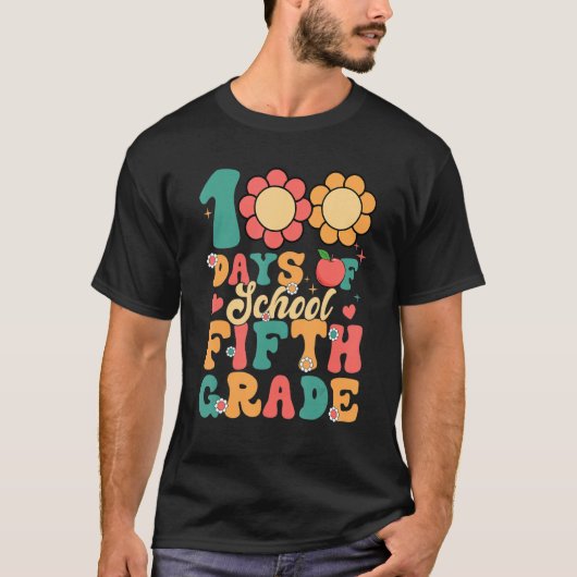 T-shirt 100 Jours super D'École Étudiant De 5E Année (Devant)
