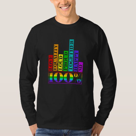 T-shirt 100 Love Equality Retro Rainbow LGBT LGBTQ Pride M (Devant)