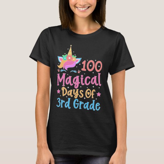 T-shirt 100 Magical Days of 3rd Grade School Unicorn Teach (Devant)