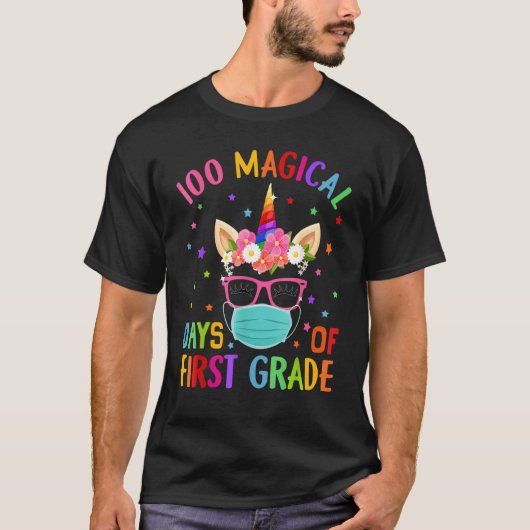 T-shirt 100 Magical Days Of First Grades School Unicorn Ma (Devant)